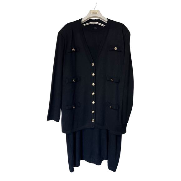 Vintage Nicole Summers Sweater & Dress 2pc Heavy Knit Black Goth Minimalist - Picture 1 of 6